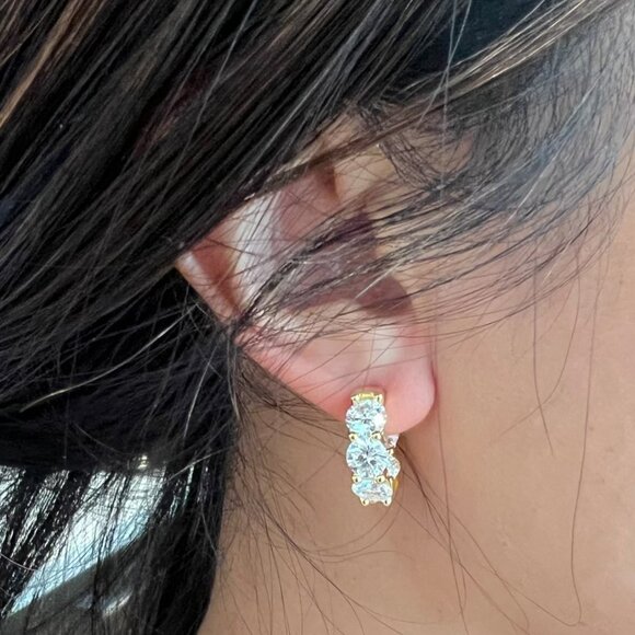 8.00 CTW Large Certified VVS1 Clarity Moissanite Hoop Earrings Huggies - Picture 7 of 8